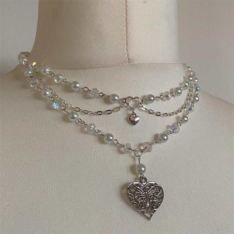 Gotische und romantische mehrlagige Chocker-Halsketten