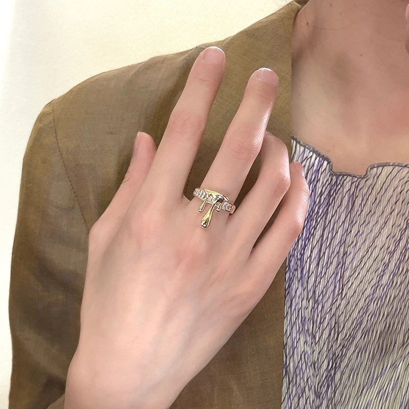 Geometrische Glam Fashion Waterdrop Zirkon Ringe