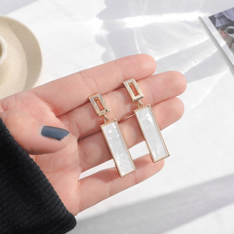 Geometrische rechteckige Form Acryl Clip-On Ohrringe