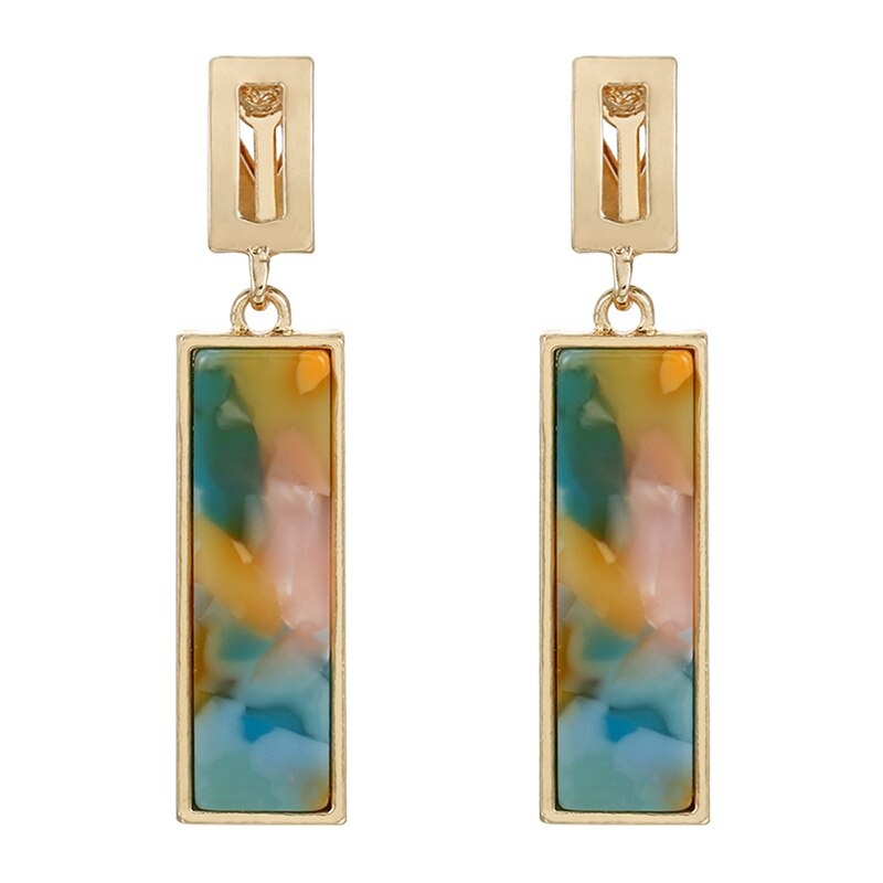 Geometrische rechteckige Form Acryl Clip-On Ohrringe