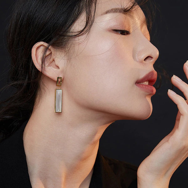 Geometrische rechteckige Form Acryl Clip-On Ohrringe