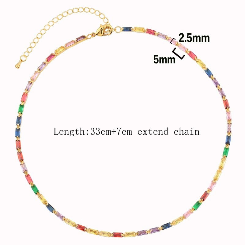 Glam Fashion Choker Halsketten mit Regenbogen Zirkonia