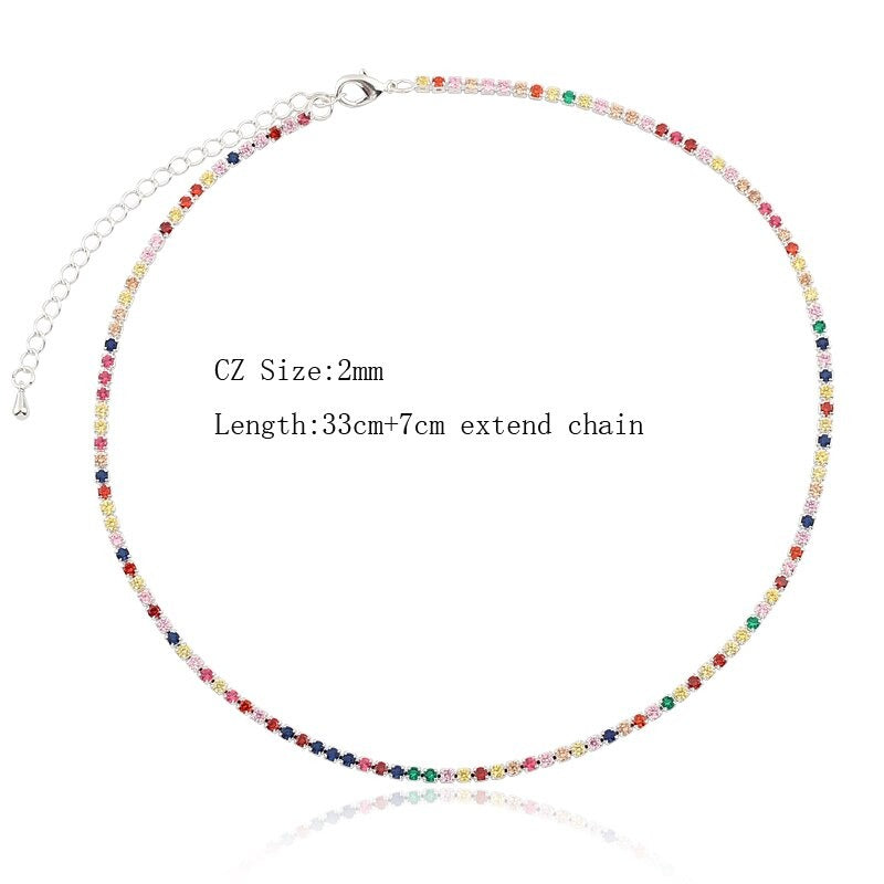 Glam Fashion Choker Halsketten mit Regenbogen Zirkonia