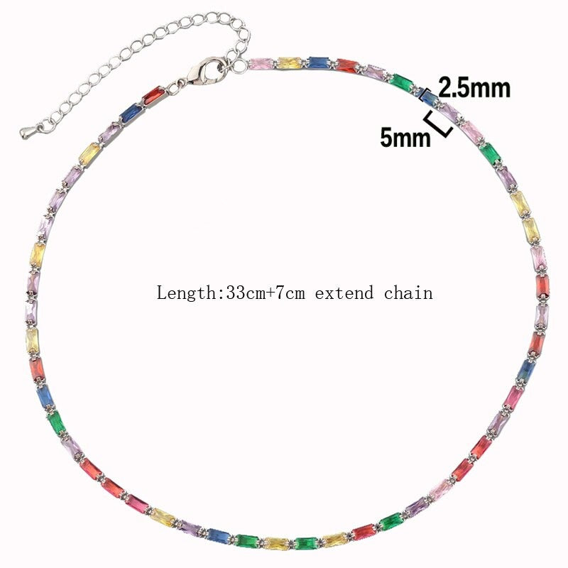 Glam Fashion Choker Halsketten mit Regenbogen Zirkonia