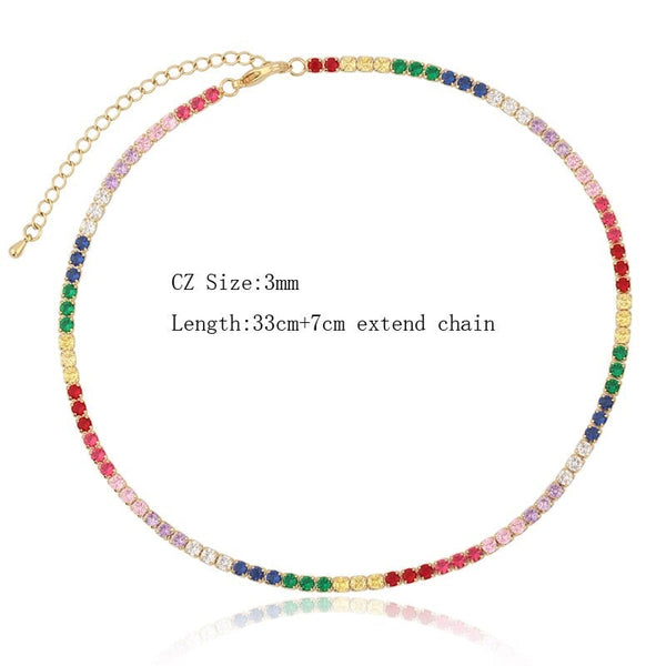 Glam Fashion Choker Halsketten mit Regenbogen Zirkonia