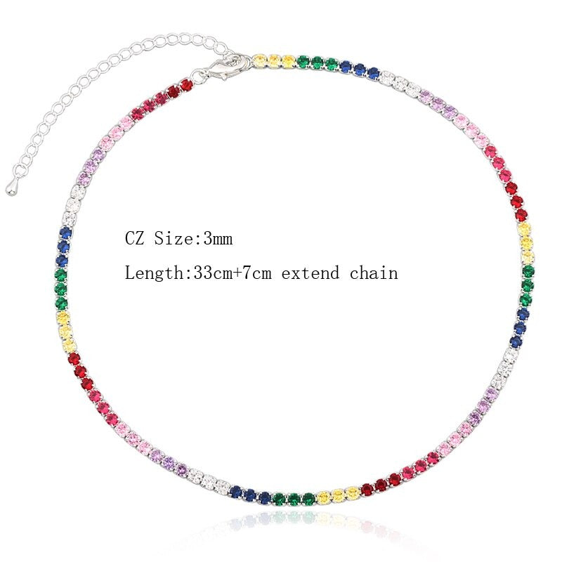 Glam Fashion Choker Halsketten mit Regenbogen Zirkonia