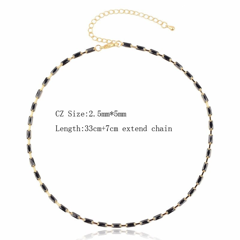 Glam Fashion Choker Halsketten mit Regenbogen Zirkonia