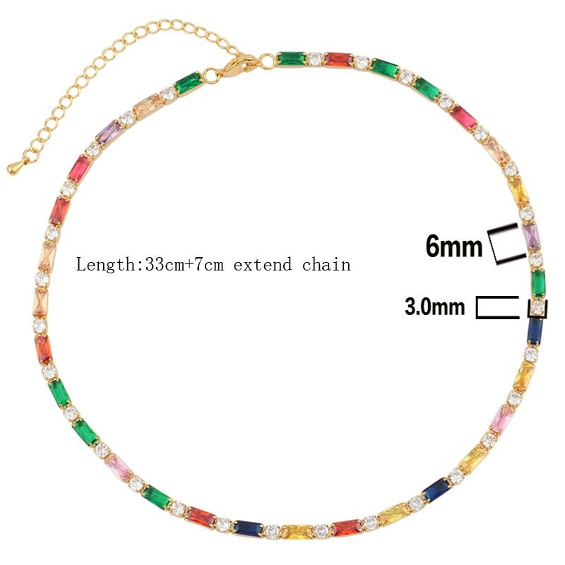 Glam Fashion Choker Halsketten mit Regenbogen Zirkonia
