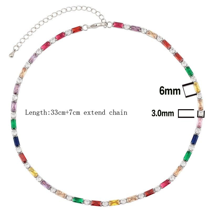 Glam Fashion Choker Halsketten mit Regenbogen Zirkonia