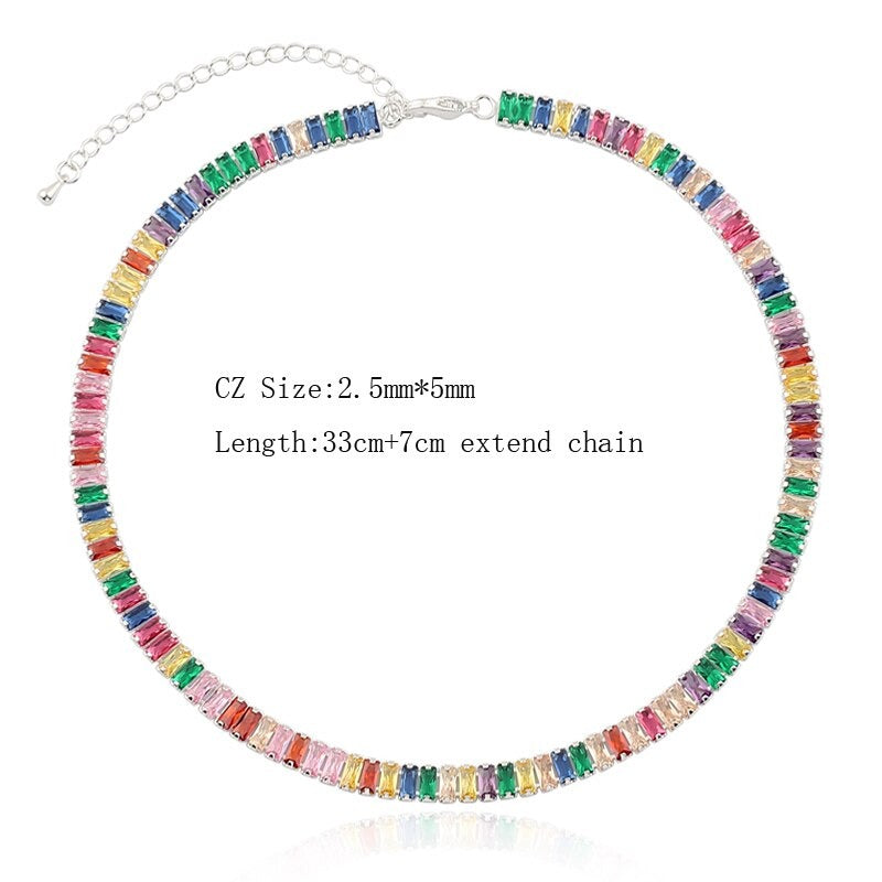 Glam Fashion Choker Halsketten mit Regenbogen Zirkonia
