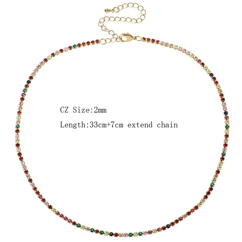 Glam Fashion Choker Halsketten mit Regenbogen Zirkonia