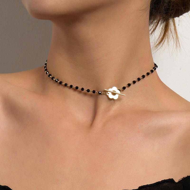 Glasperlenkette mit Blumenschloss-Choker-Halskette