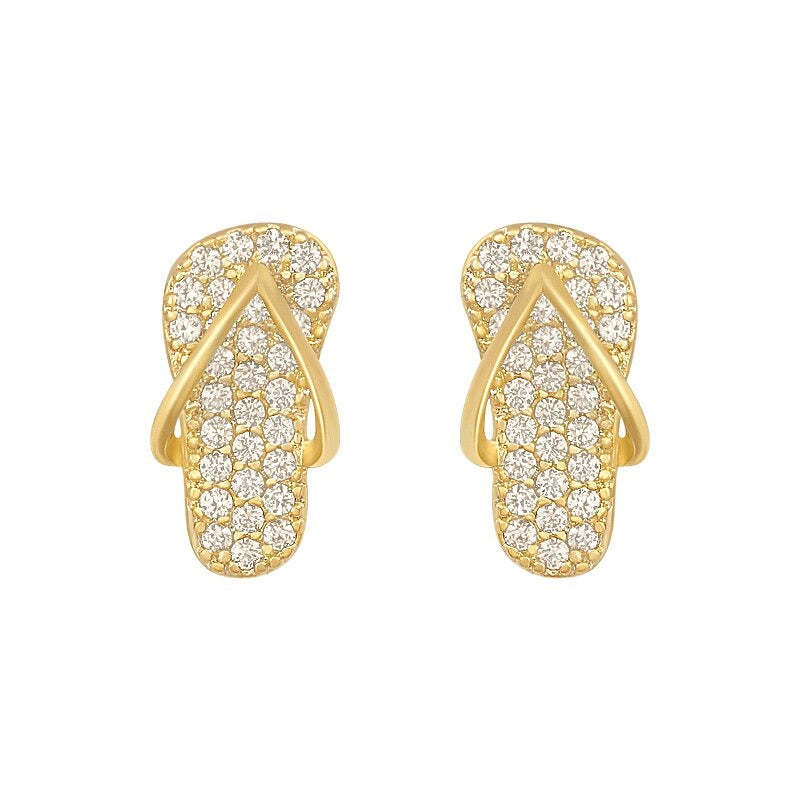 Glitzernde Ohrstecker und Halskette in Flip-Flop-Form mit Mini-Zirkon