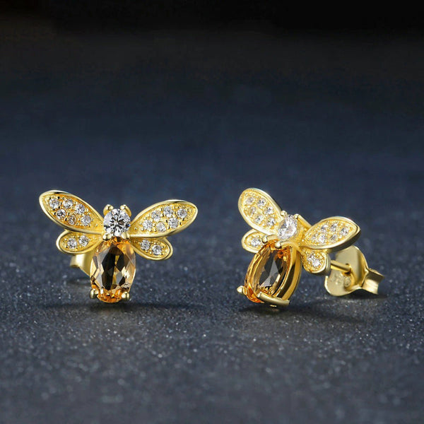 Glitzernde, mit Strasssteinen besetzte Ohrstecker „Bienenkönigin“