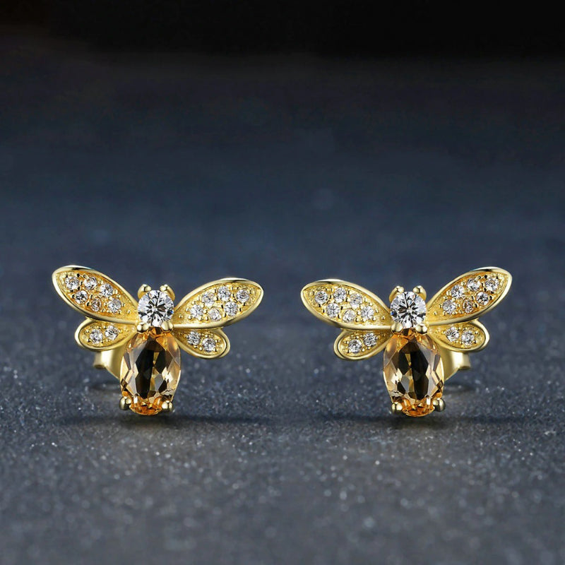 Glitzernde, mit Strasssteinen besetzte Ohrstecker „Bienenkönigin“