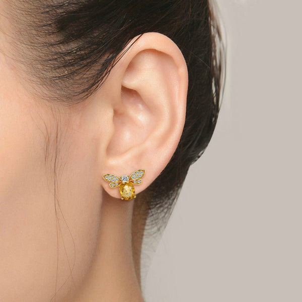 Glitzernde, mit Strasssteinen besetzte Ohrstecker „Bienenkönigin“