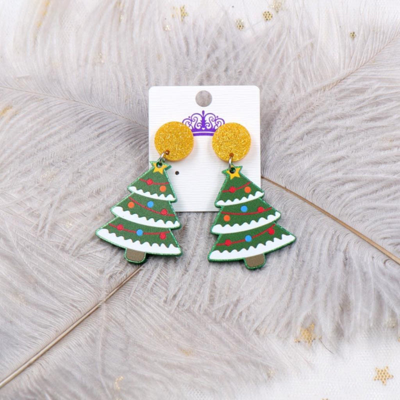 Glitzernde Weihnachtsbaum-Ohrringe aus Acryl