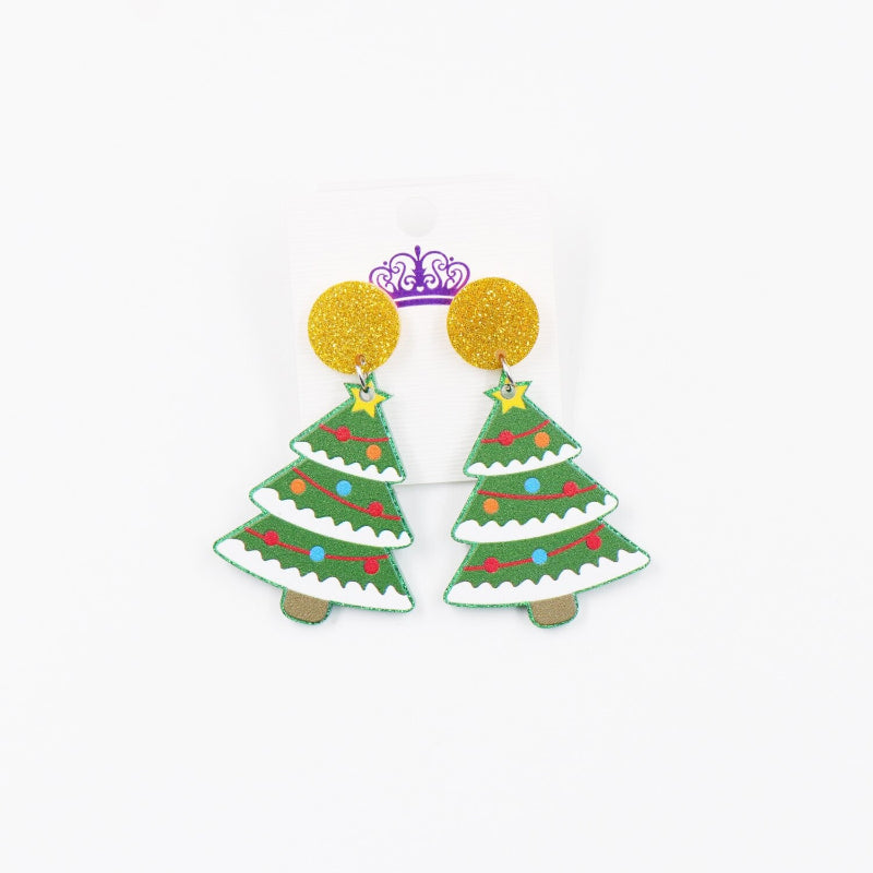 Glitzernde Weihnachtsbaum-Ohrringe aus Acryl
