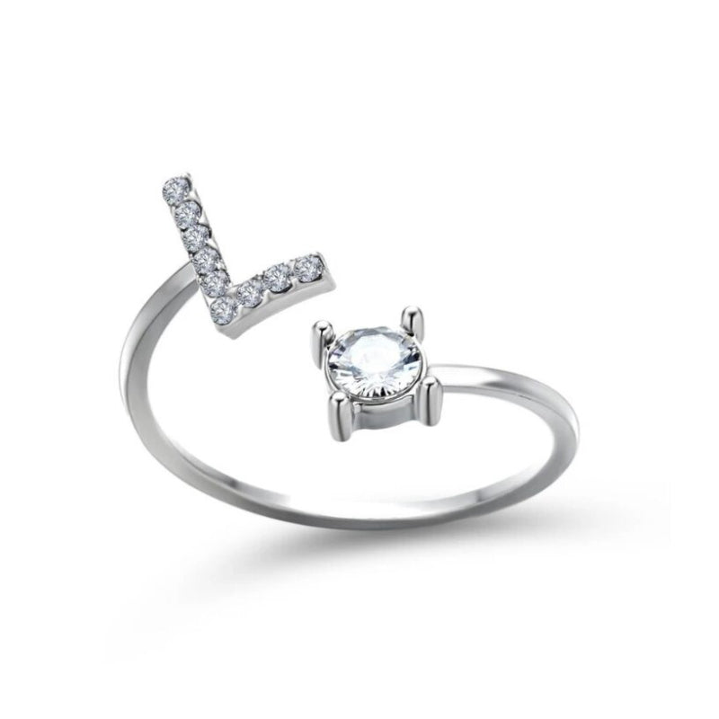 Goldener verstellbarer A-Z personalisierter Anfangsbuchstabe mit Strassringen