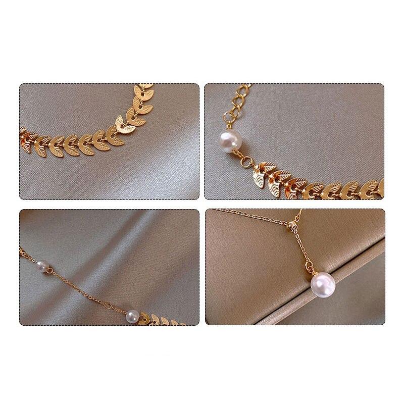 Armband mit goldenen Perlenblättern