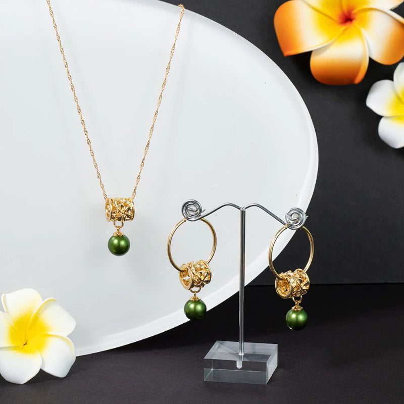 Wunderschönes Modeschmuckset mit Halsketten und Ohrringen mit Perlenanhänger