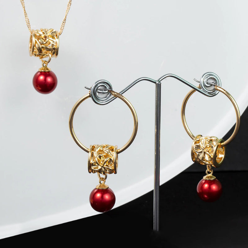 Wunderschönes Modeschmuckset mit Halsketten und Ohrringen mit Perlenanhänger