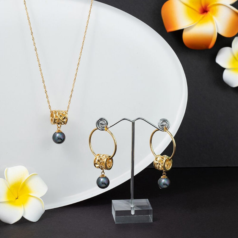 Wunderschönes Modeschmuckset mit Halsketten und Ohrringen mit Perlenanhänger