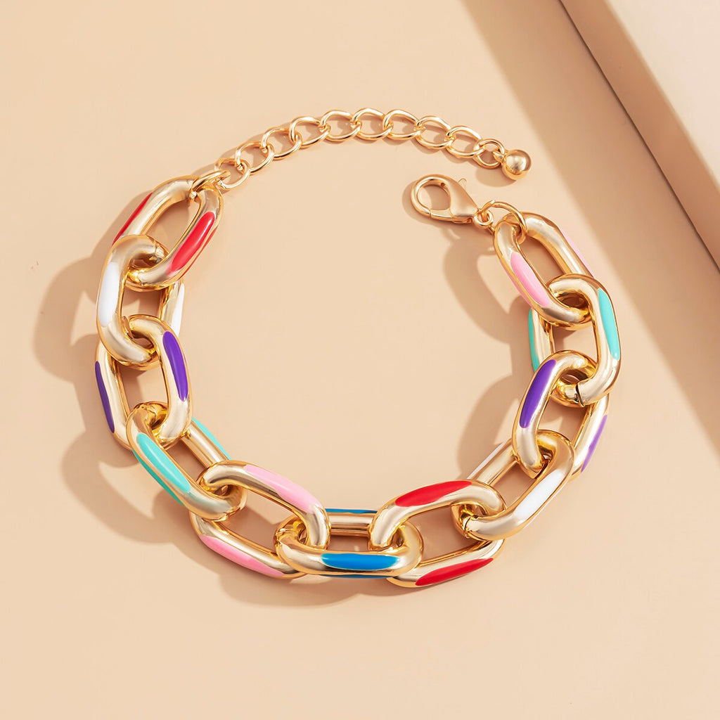 Bohemian Bunt bemalte Aluminium Kette