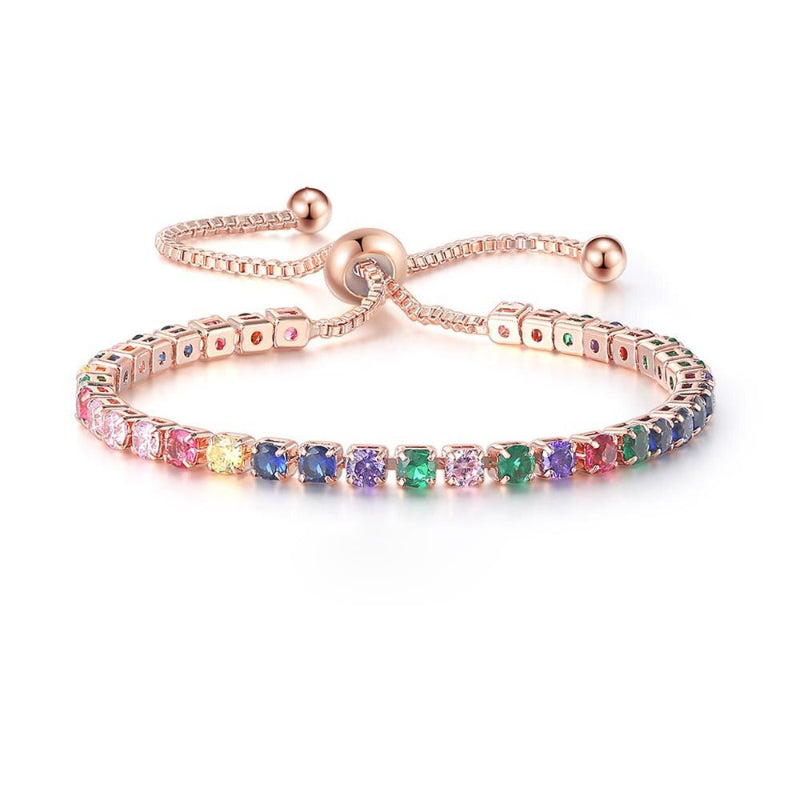 Lebendige, mehrfarbige Tennisarmbänder mit Zirkonia