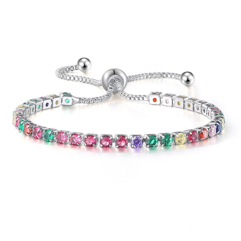 Lebendige, mehrfarbige Tennisarmbänder mit Zirkonia