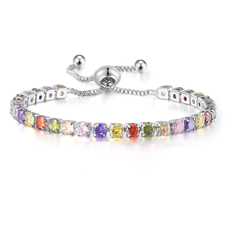 Lebendige, mehrfarbige Tennisarmbänder mit Zirkonia