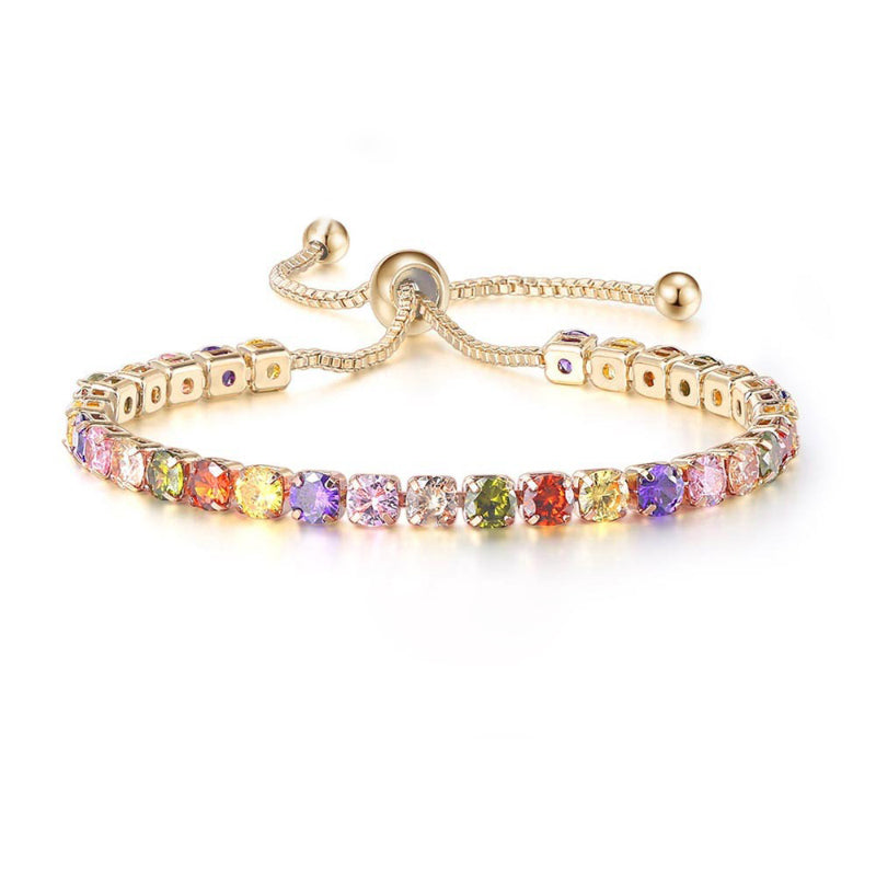 Lebendige, mehrfarbige Tennisarmbänder mit Zirkonia