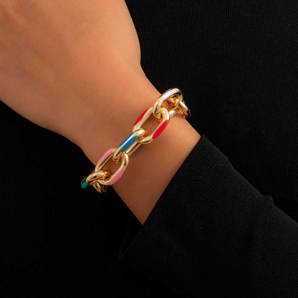 Bohemian Bunt bemalte Aluminium Kette