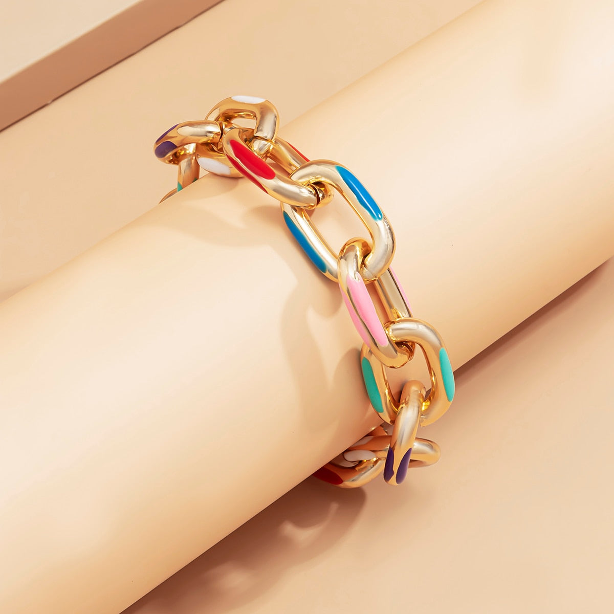 Bohemian Bunt bemalte Aluminium Kette