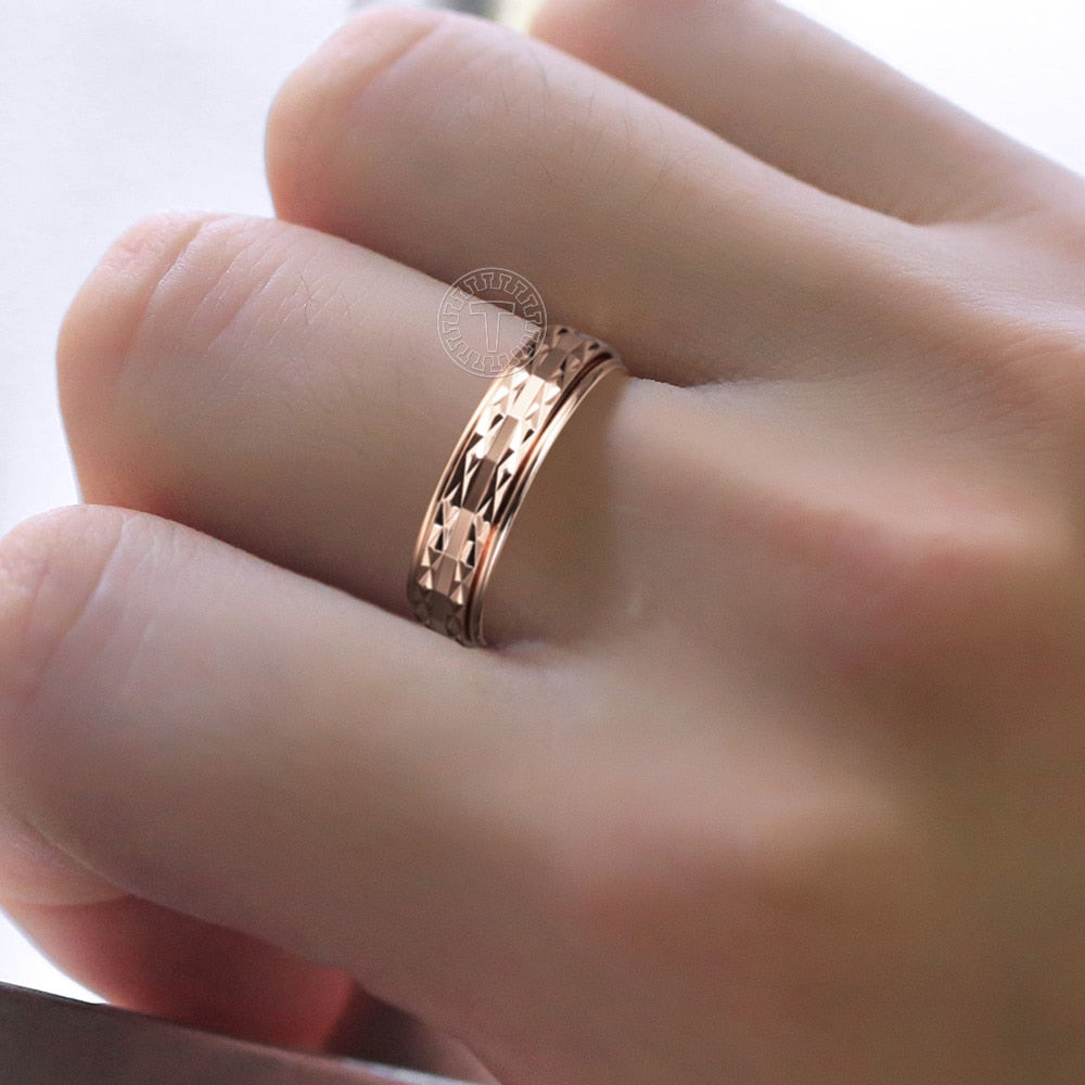 Geschnitzter Fidget Ring aus Roségold