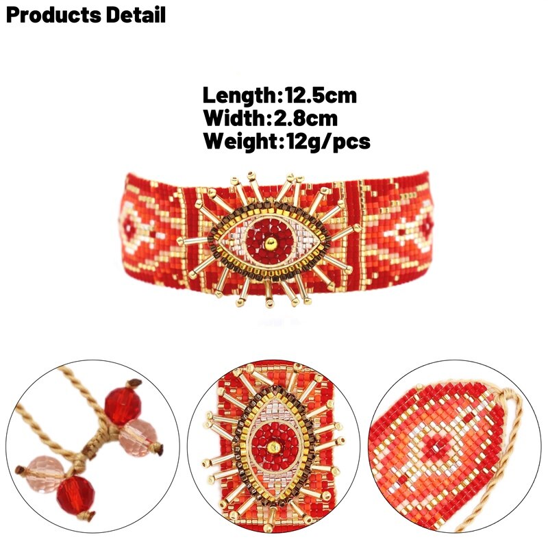 Breites verstellbares Evil Eye-Armband