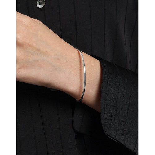 925 Sterling Silber Rundes Minimalistisches Band Armreif