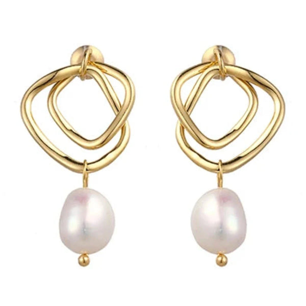 Geometrische Tropfenohrringe aus Naturperlen