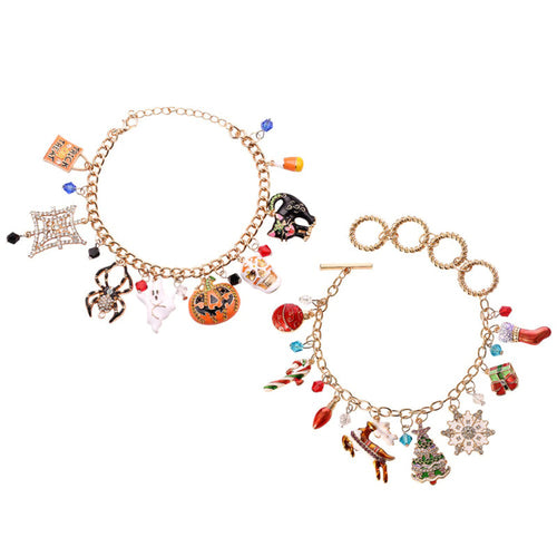 Armbänder mit mehreren Charms zum Thema Halloween und Weihnachten