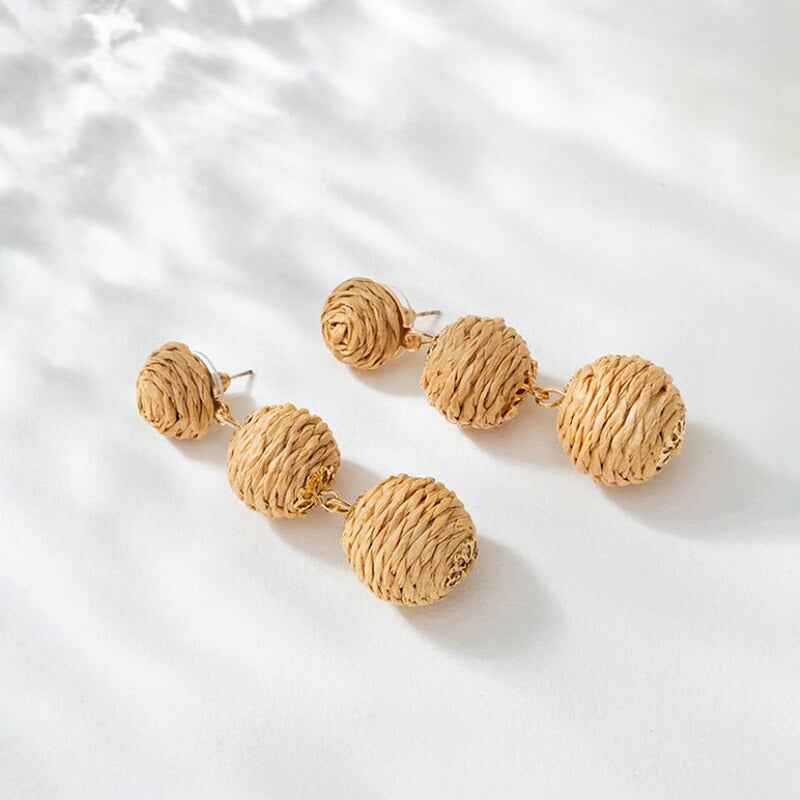 Handgefertigte mehrschichtige Hängekugel-Ohrringe mit langen Tropfen im Bohemian-Stil für den Sommer