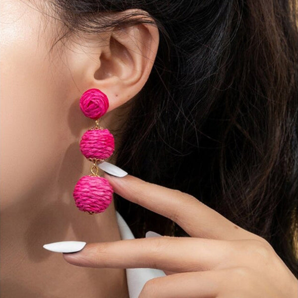 Handgefertigte mehrschichtige Hängekugel-Ohrringe mit langen Tropfen im Bohemian-Stil für den Sommer