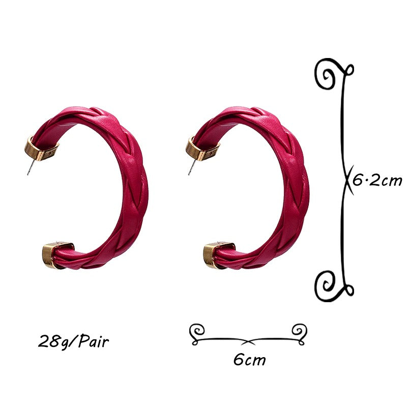 Handgemachte geflochtene kultige Creolen-Ohrhänger aus veganem Leder