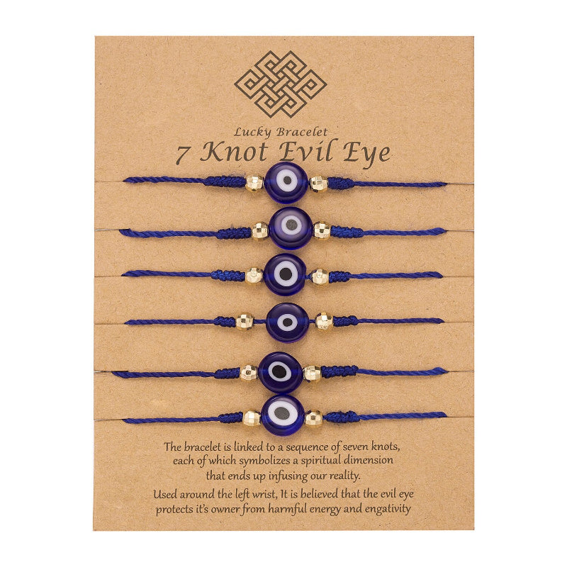 Handgefertigte geflochtene Lucky Eyes-Knotenarmbänder