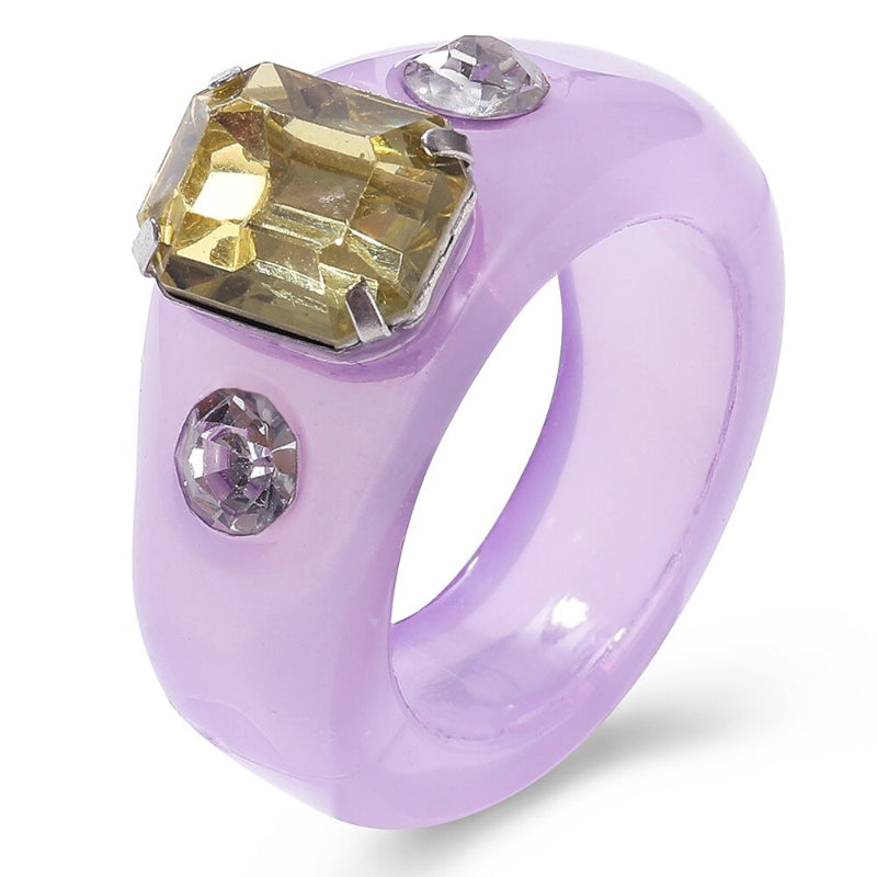 Handgefertigte bunte Acrylringe mit Perlen und Strasssteinen