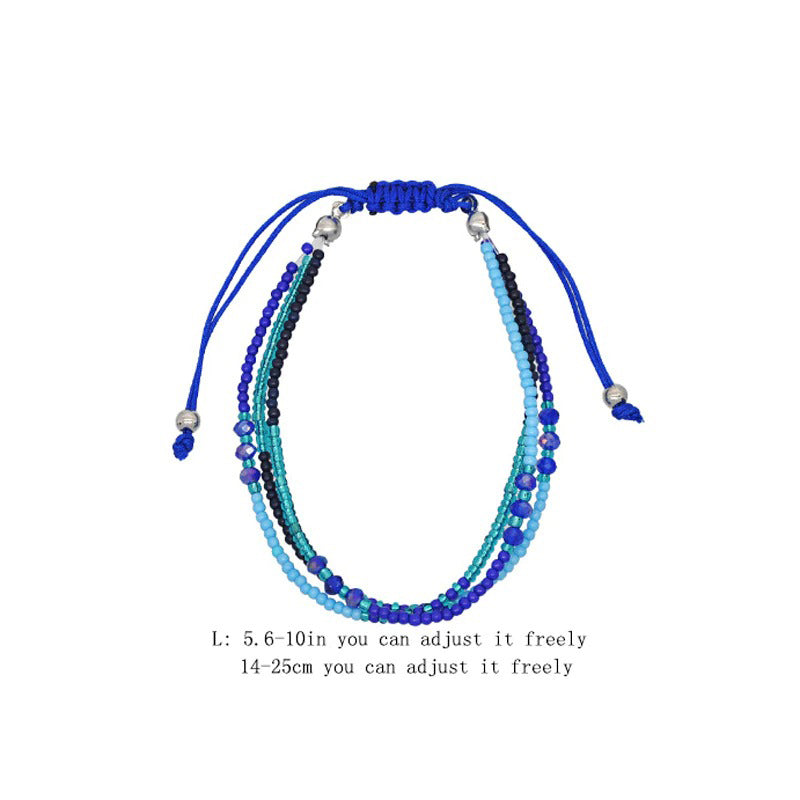 Handgemachte bunte böhmische Sommer-Armbänder aus Rocailles-Perlen