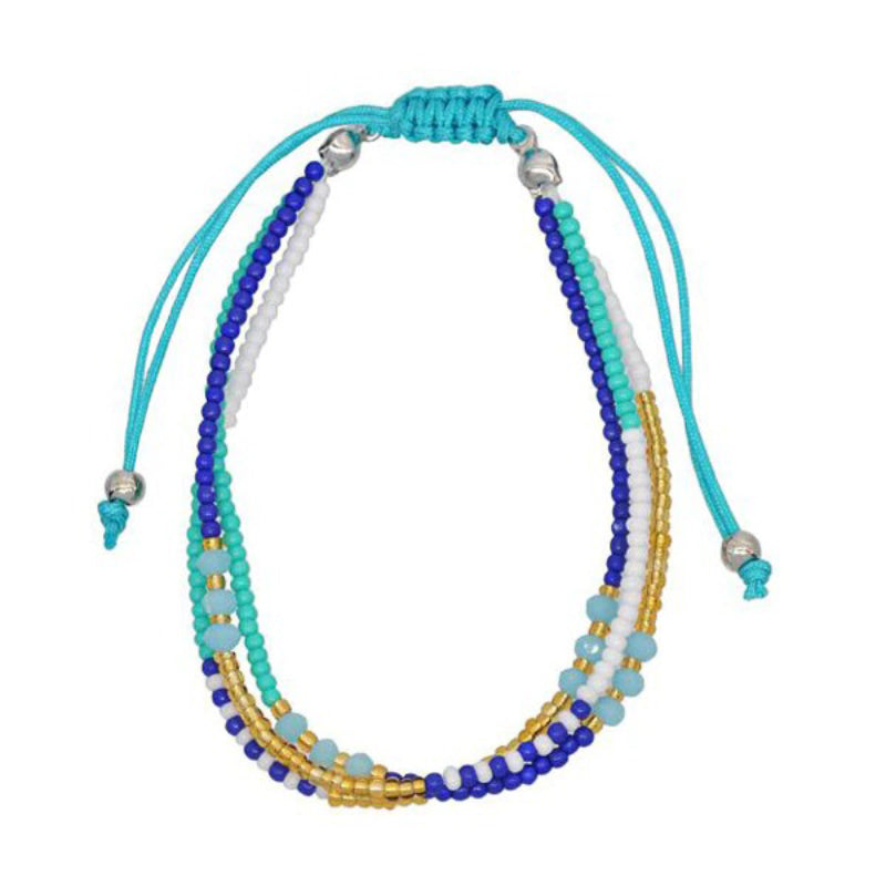 Handgemachte bunte böhmische Sommer-Armbänder aus Rocailles-Perlen