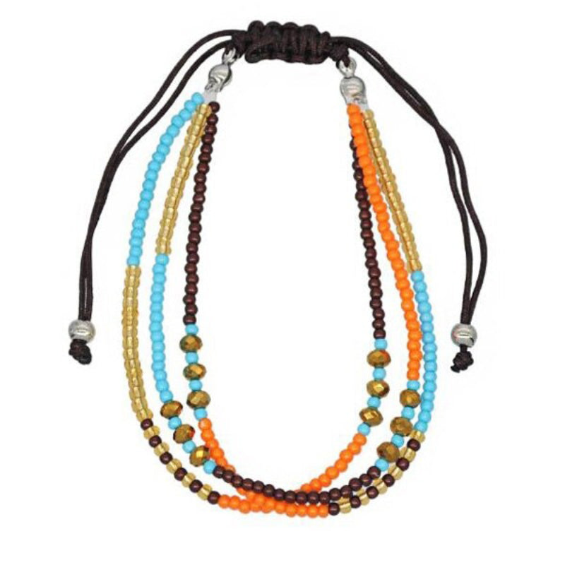 Handgemachte bunte böhmische Sommer-Armbänder aus Rocailles-Perlen