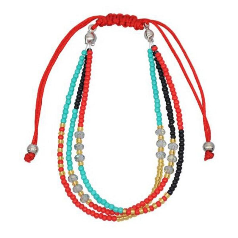 Handgemachte bunte böhmische Sommer-Armbänder aus Rocailles-Perlen