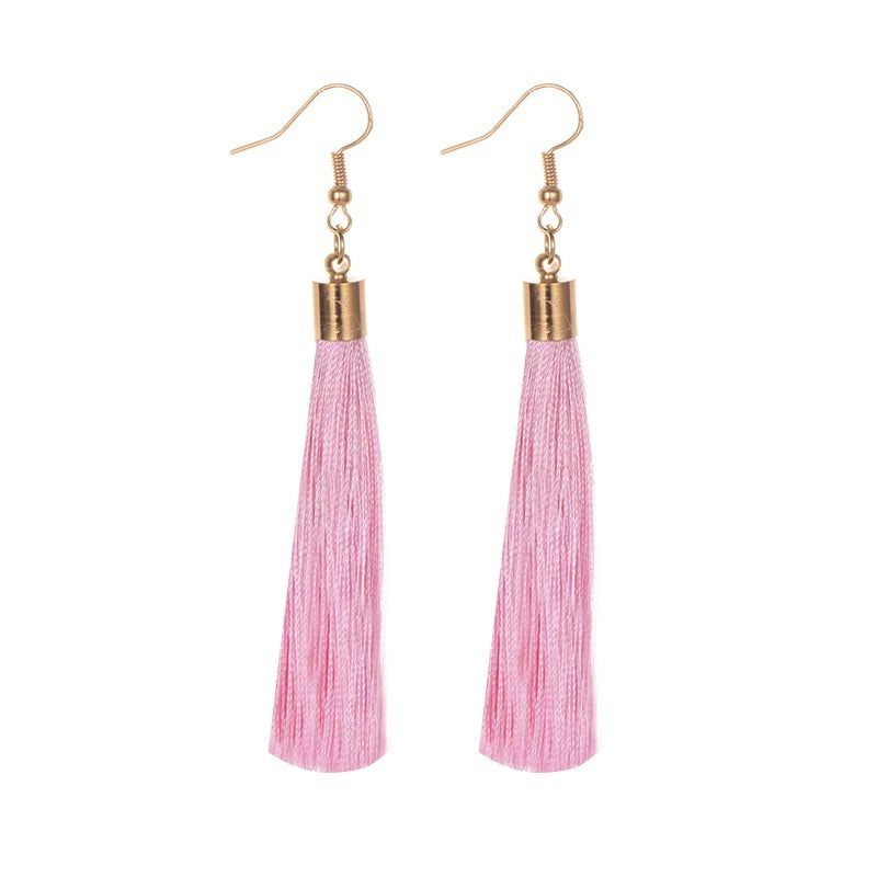 Handgemachte lange Tropfen Quaste Boho Ohrringe