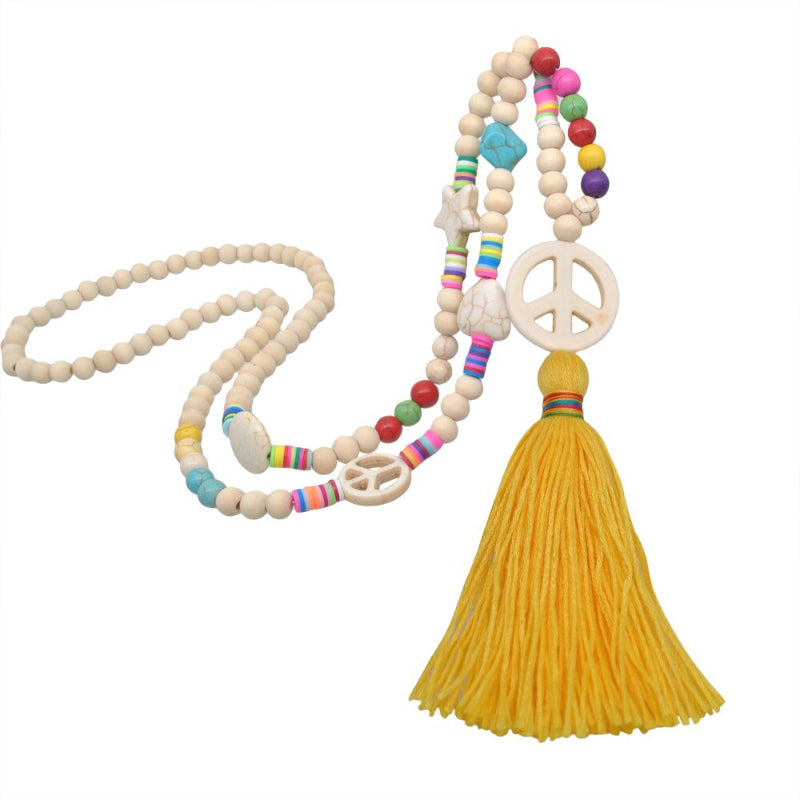 Handgefertigte lange Statement-Halsketten mit Quasten und Perlen